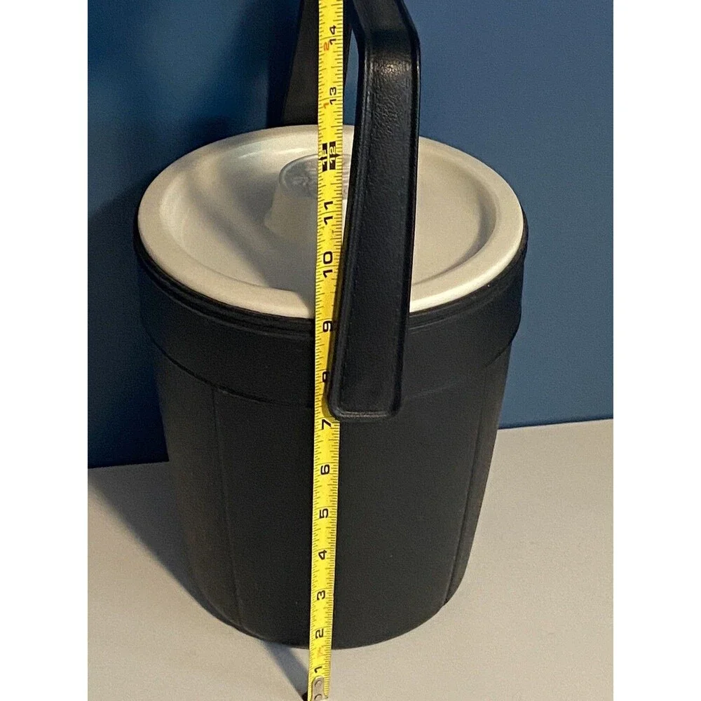 Vintage Rubbermaid Ice Bucket Insulated Textured Stitch Black Snowflake #2260